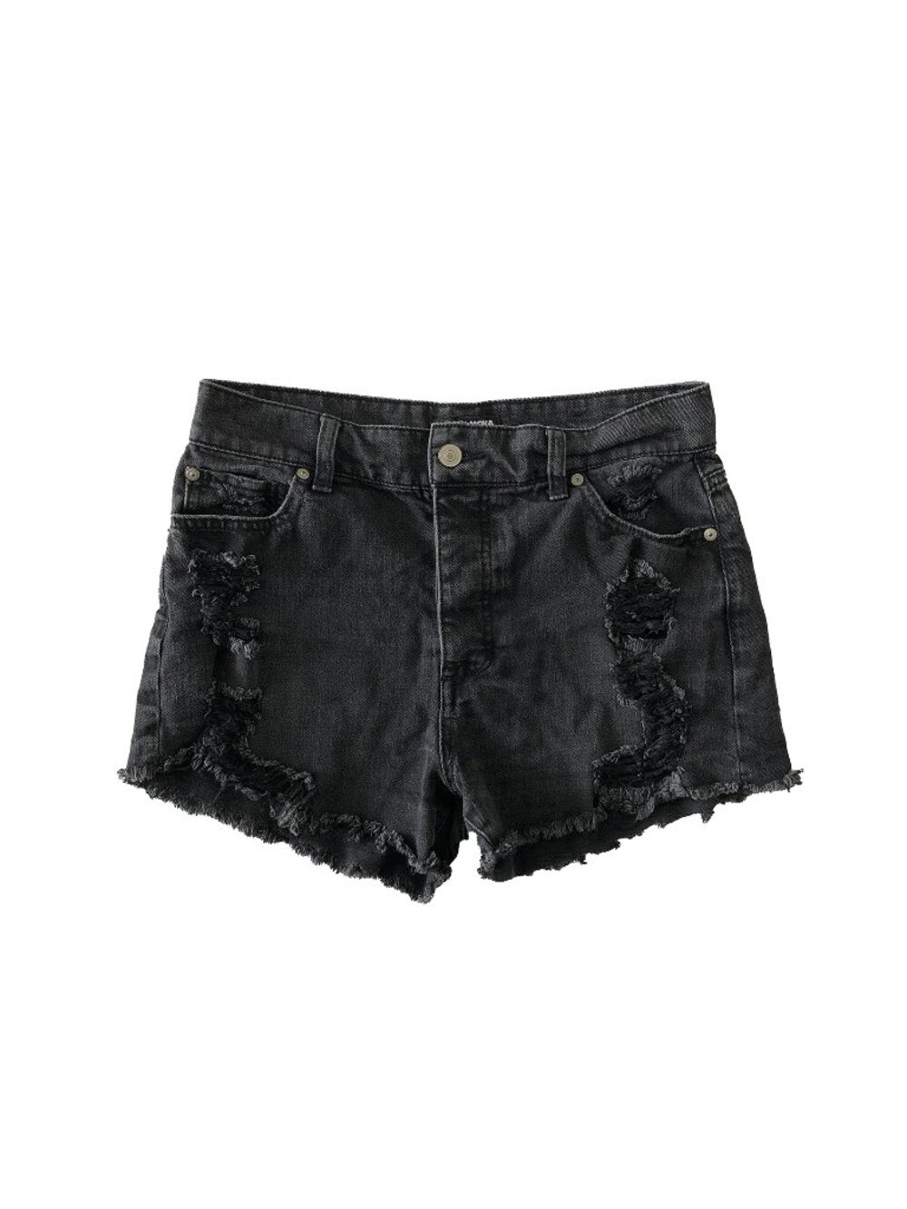 Fashion Nova Shorts Womens Size 5/27 Black Denim Distressed Cut Off Button Fly